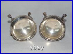 2 Lovely Antique STERLING SILVER Footed Salt Cellar Dips, PRILL, New York