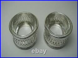 2 PAMPALONI STERLING SILVER SALT CELLARS Firenze Italy MARIO CIONI GLASS LINERS