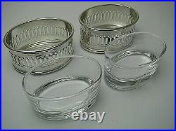 2 PAMPALONI STERLING SILVER SALT CELLARS Firenze Italy MARIO CIONI GLASS LINERS