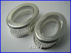 2 PAMPALONI STERLING SILVER SALT CELLARS Firenze Italy MARIO CIONI GLASS LINERS