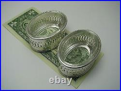 2 PAMPALONI STERLING SILVER SALT CELLARS Firenze Italy MARIO CIONI GLASS LINERS