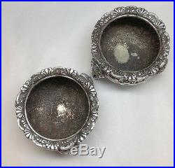 2 S. Kirk & Son Sterling Silver Lion Footed Repousse Salt Cellars