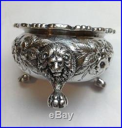 2 S. Kirk & Son Sterling Silver Lion Footed Repousse Salt Cellars