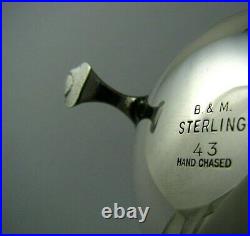 2 STERLING SILVER SALT CELLARS COBALT GLASS LINERS Baldwin & Miller c1950s Rare