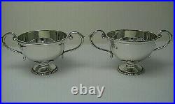 2 STERLING SILVER SALT CELLARS DISHES by Wakely & Wheeler London England ca1924