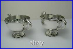 2 STERLING SILVER SALT CELLARS DISHES by Wakely & Wheeler London England ca1924