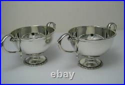 2 STERLING SILVER SALT CELLARS DISHES by Wakely & Wheeler London England ca1924