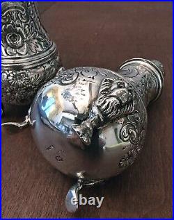 2 Sets Sterling Salt Cellars withCobalt Liners & Matching Sugar Shakers Casters