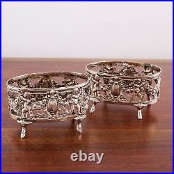 2 Simon Rosenau German Hanau Victorian Footed Salt Cellars Putti Garlands 1865