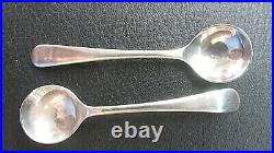 2 Tiffany English-Made Sterling Silver Salts with Cobalt Glass Inserts + Spoons