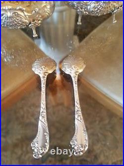 2 Victor Boivin Salt Cellars and Spoons French Sterling Silver 950 / 1000