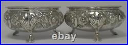 2 Victorian Sterling Silver Chased Salt Cellars-Hallmarked 1885 -Josiah Williams