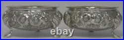 2 Victorian Sterling Silver Chased Salt Cellars-Hallmarked 1885 -Josiah Williams