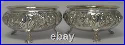 2 Victorian Sterling Silver Chased Salt Cellars-Hallmarked 1885 -Josiah Williams