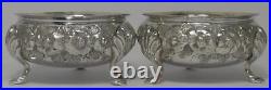 2 Victorian Sterling Silver Chased Salt Cellars-Hallmarked 1885 -Josiah Williams