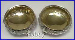 2 Victorian Sterling Silver Chased Salt Cellars-Hallmarked 1885 -Josiah Williams