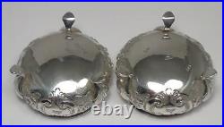 2 Victorian Sterling Silver Chased Salt Cellars-Hallmarked 1885 -Josiah Williams