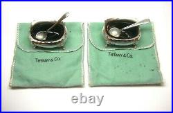 (2) Vintage English Tiffany & Co Footed Salt Cellars Sterling Silver 925 1968