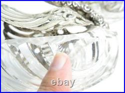 2 Vintage LARGE Sterling Silver & Crystal Swan Master Salt Cellar / Caviar Bowl