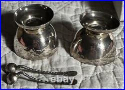 2 Vintage Sterling Silver Salt Cellars/Open Salts & Spoons withBox Made in Mexico