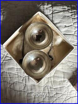 2 Vintage Sterling Silver Salt Cellars/Open Salts & Spoons withBox Made in Mexico