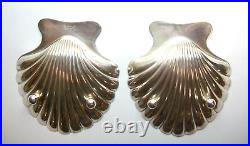 (2) Vintage Tiffany & Co Footed Shell Salt Cellars Sterling Silver 925 Excellent