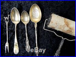 20pc Lot Antique Sterling Silver Demi Salt Cellar Souvenir Spoons 5.5 Ounces