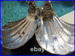 2pc OLD NAUTICAL Sterling Silver DISHES BOWLS Salt CELLARS Shells Cherubs MUSEUM