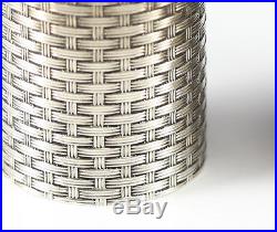 2pc Sterling Silver Basket Weave Salt Shaker & Salt Cellar by Whiting Mfg Co