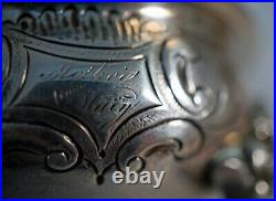 3 Footed Salt Cellar / Bowl Allcock & Allen Silver Early 1800's. Raised Floral