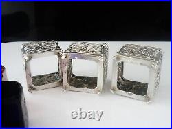 3 French Silver Open Salt Cellars of Square Form, Martial Gauthier Paris c. 1890