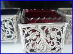 3 French Silver Open Salt Cellars of Square Form, Martial Gauthier Paris c. 1890