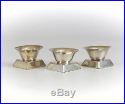 3pc William Spratling Mexico Sterling Silver Footed Open Salt Cellars, c1940