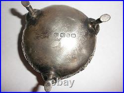 4 Antique 1896 English Hand Chase Repousse Sterling Salt Cellars Heath Middleton