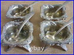 4 Antique 6848 1216 Tiffany & Co Sterling Silver. 925 footed salt cellars +spoon