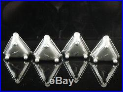 4 Antique Silver Triangular Salt Cellars in Case, Sheffield 1885, Henry Atkin