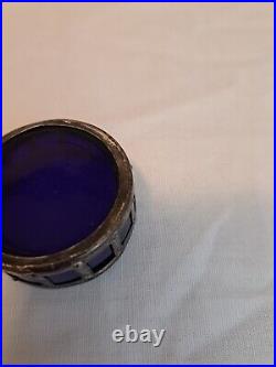 4 Antique Webster Filigree Sterling Salt Cellar with Cobalt Blue Glass Liner