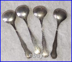 4 Antique Webster Sterling Silver Open Salt Cellars & Spoons