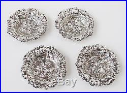 4 Gorham Sterling Silver Open Salt Dishes Beautiful Flower Pattern