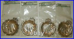 4 NOS Vintage Lunt Sterling Silver Scallop Shell Open Salt Cellars Dishes
