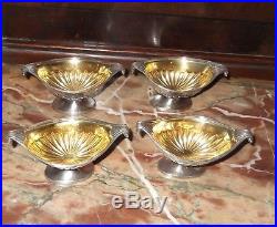 4 Sterling Silver Salts & spoons important master silversmith F Elkington 1880