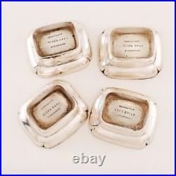 4 Tiffany Arts & Crafts Sterling Silver Salt Cellars #4601 Stepped No Monogram