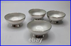 4 Vintage Meka Denmark Sterling Silver Guilloche Salt Cellars