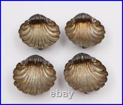 4x. 925 silver Clamshell Salt Cellars William Henry Leather 1874 Sheffield