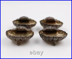 4x. 925 silver Clamshell Salt Cellars William Henry Leather 1874 Sheffield