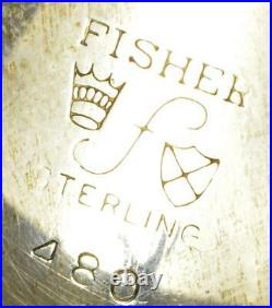 5 Vintage Fisher Sterling Silver Salt Cellars with 4 Cobalt Glass Inserts #480