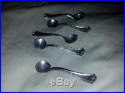 5 vintage sterling silver salt spoons set marked SSMG