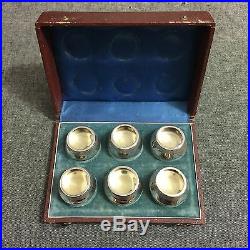 6 Antique Koehler & Ritter Coin Silver Open Salts 1868-1885 San Francisco withCase