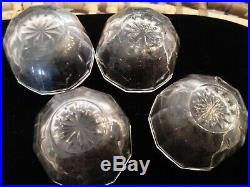6 Antique Robert Lunt glass/crystal salt cellar set sterling spoons, xtra cellar
