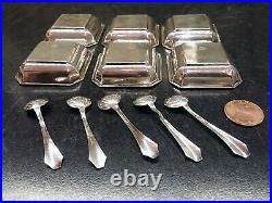 6 Antique Sterling Salt Cellars and 5 sterling salt spoons by E. G. Webster